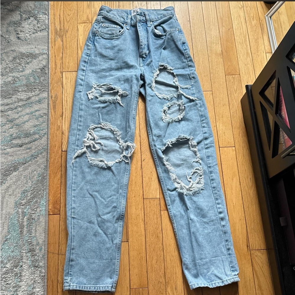 Light Wash Distressed High-Rise Jeans